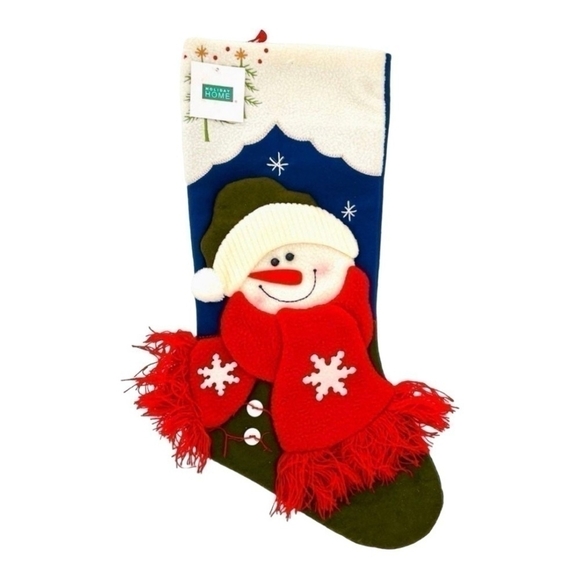 NWT HOLIDAY HOME Snowman Hooked 3D Santa Stocking Holiday Decor - Picture 3 of 3
